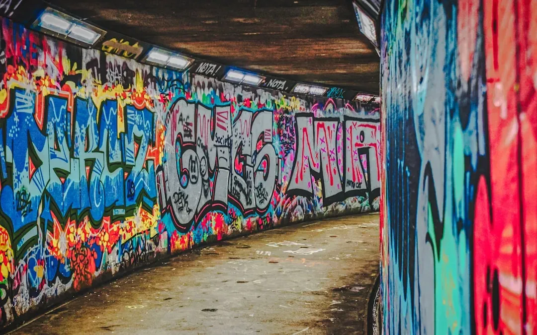 vibrant street art adorns subway tunnel walls in historic district